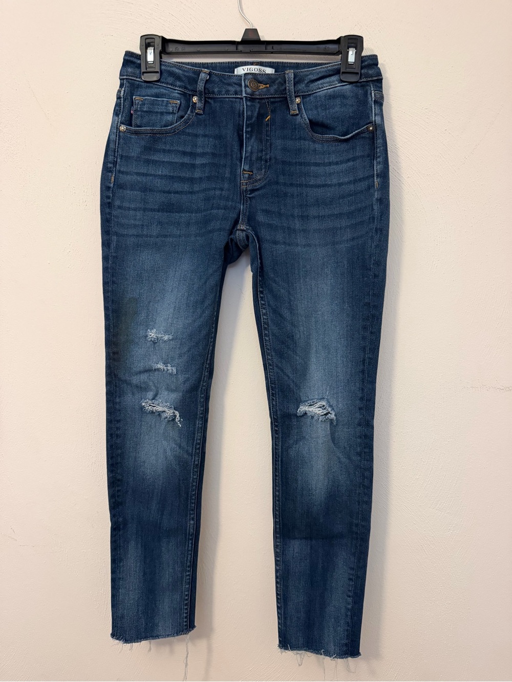127 - Vigoss Dark Blue Distressed Cropped Skinny Jeans